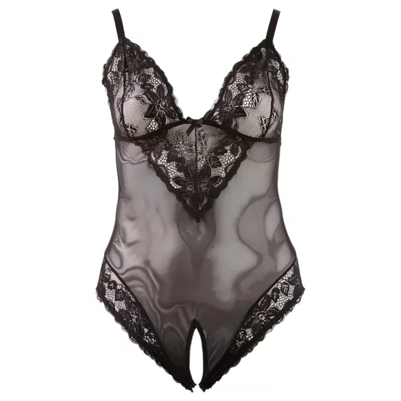 Cottelli Plus Size - κορμάκι δαντέλα για γυναίκα - μαύρο