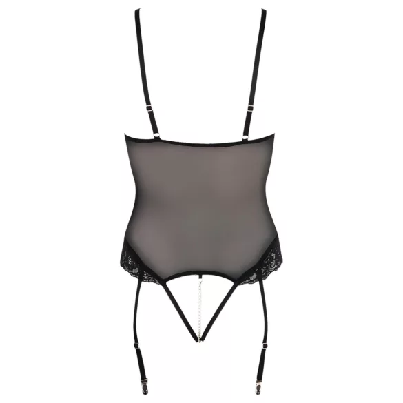 Cottelli Bondage - κορμάκι με μεταλλικούς κρίκους και χειροπέδες - μαύρο - XL