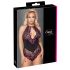 Cottelli Plus Size - Λουλουδένιο κορμάκι (μαύρο-μοβ) - 3XL