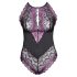 Cottelli Plus Size - Λουλουδένιο κορμάκι (μαύρο-μοβ) - 3XL