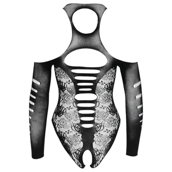 NO:XQSE - κορμάκι με φιόγκο - μακριά μανίκια - μαύρο (S-L)