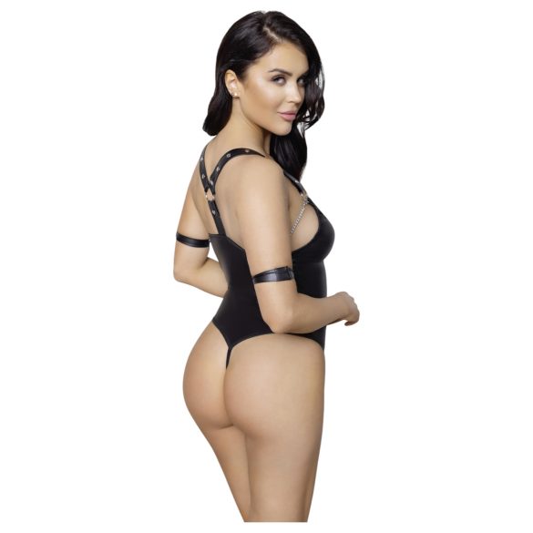 Cottelli Bondage - γυναικείο κορμάκι bondage ανοιχτό με κρίκους - XL