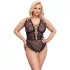 Cottelli Curves - κορμάκι plus size διάφανο με σχέδια - μαύρο - 90D/XL