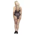 Cottelli Curves - κορμάκι plus size διάφανο με σχέδια - μαύρο - 90D/XL