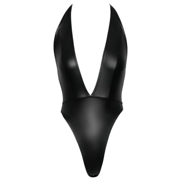 Cottelli Party - κορμάκι γυναικείο γυαλιστερό με λαιμόκοψη - μαύρο - L