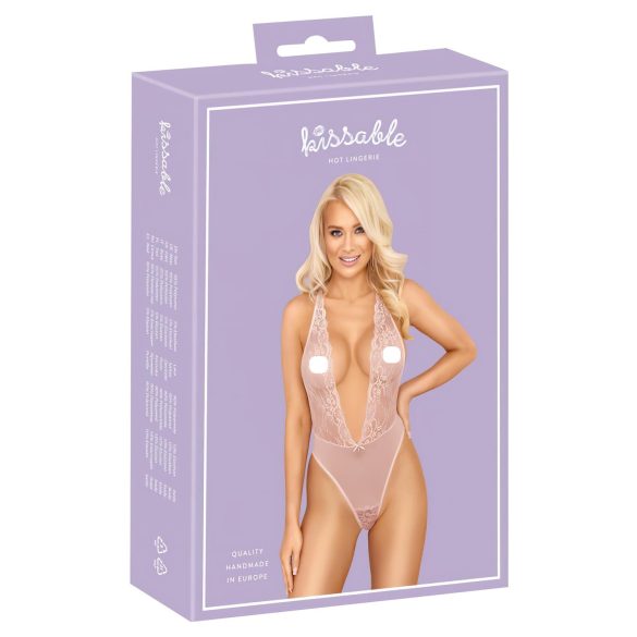 Φιλήσιμο Δαντελένιο Κορμάκι (Ροζ) - L/XL