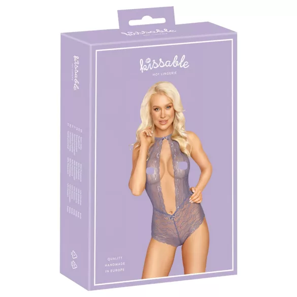 Kissable - κορμάκι δαντέλα με λαιμόκοψη - μοβ - L/XL
