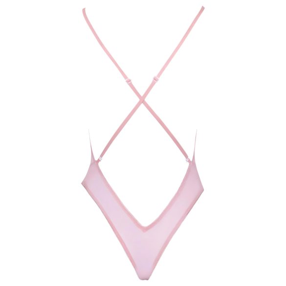 Kissable - γυναικείο κορμάκι με κεντημένα τριαντάφυλλα - ροζ - L/XL