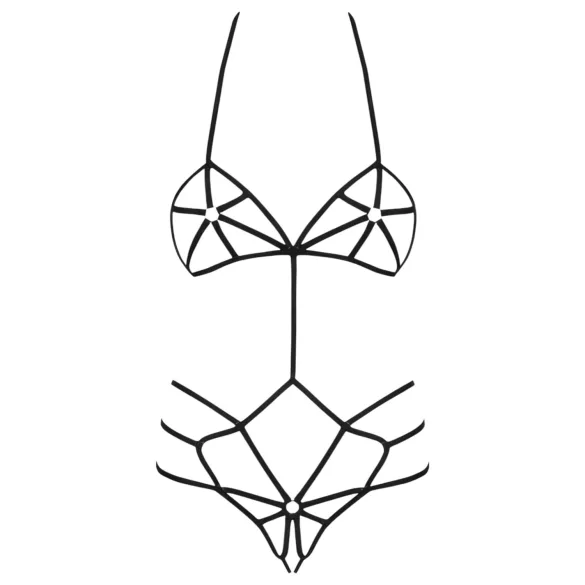 Obsessive - γυναικείο body με διακοσμητικό harness - μαύρο S/M