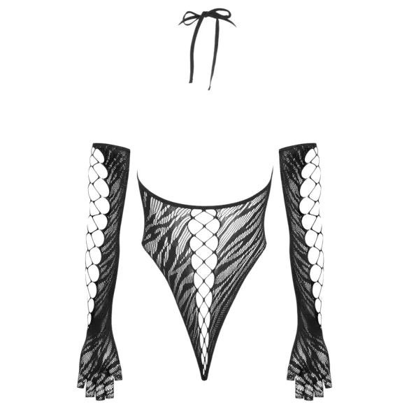 Cottelli - γυναικείο κορμάκι με γάντια - μαύρο - S-L