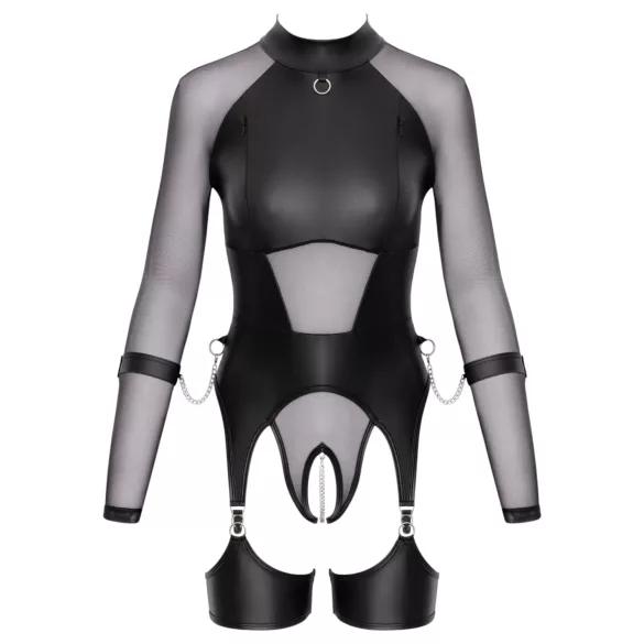 Cottelli Bondage - διαφανές τοπ με χειροπέδες - μαύρο - L