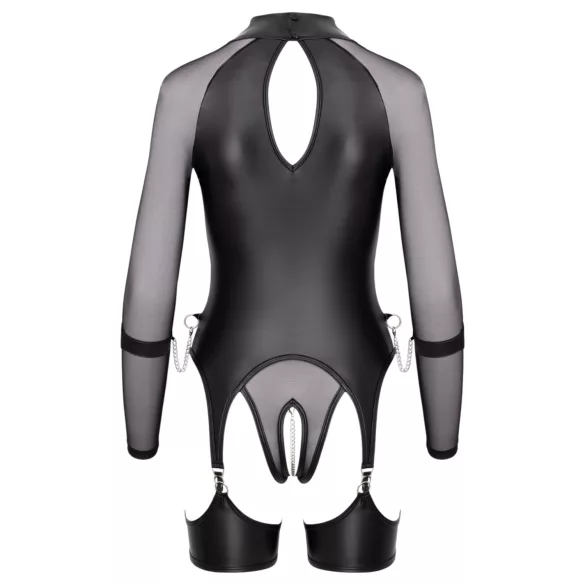 Cottelli Bondage - διαφανές τοπ με χειροπέδες - μαύρο - L