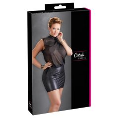   Cottelli Plus Size - γυναικείο φόρεμα σιφόν shiny - μαύρο