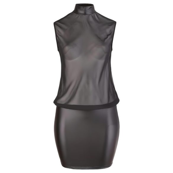 Cottelli Plus Size - γυναικείο φόρεμα σιφόν shiny - μαύρο