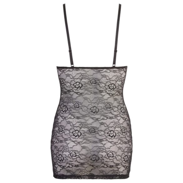 Cottelli - μίνι φόρεμα δαντέλα με γυαλιστερές ρίγες - μαύρο - L