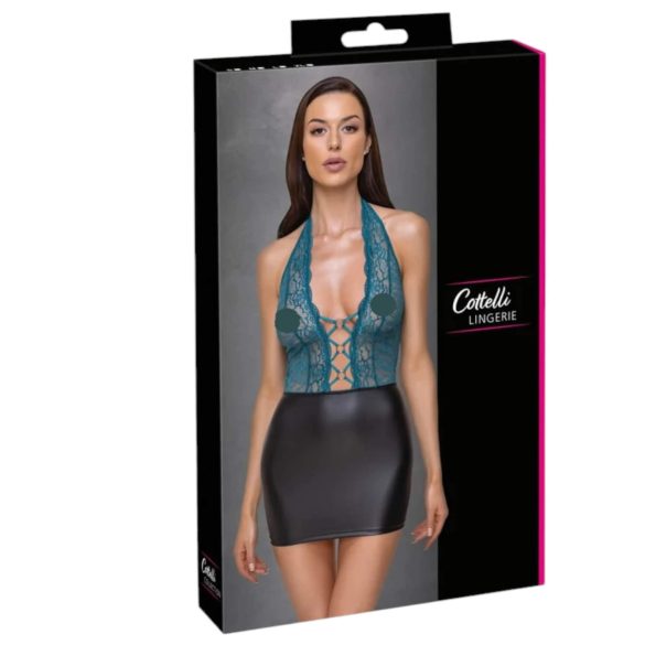 Cottelli - μίνι φόρεμα με δαντέλα και κορδόνια - μαύρο πράσινο