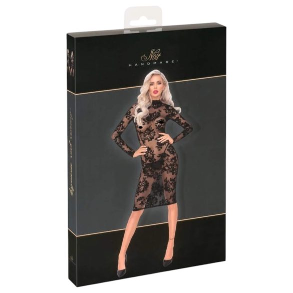 Νουάρ - Ρομαντικό Φόρεμα με Μακριά Μανίκια (Μαύρο)