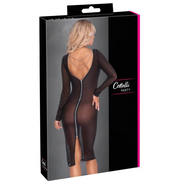 Cottelli Party - διάφανο φόρεμα με φερμουάρ - μαύρο - L