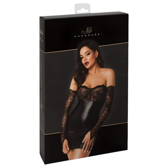 Noir - λαμπερό φόρεμα με δαντέλα (μαύρο) - L