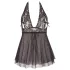 Cottelli Plus Size - babydoll για γυναίκα - δαντέλα - μαύρο - 3XL