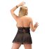 Cottelli Plus Size - αέρινο μαύρο δαντελένιο babydoll - 4XL