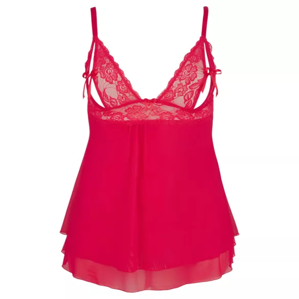 Cottelli Plus Size - babydoll με δαντέλα - κόκκινο - μεγάλα μεγέθη - XL