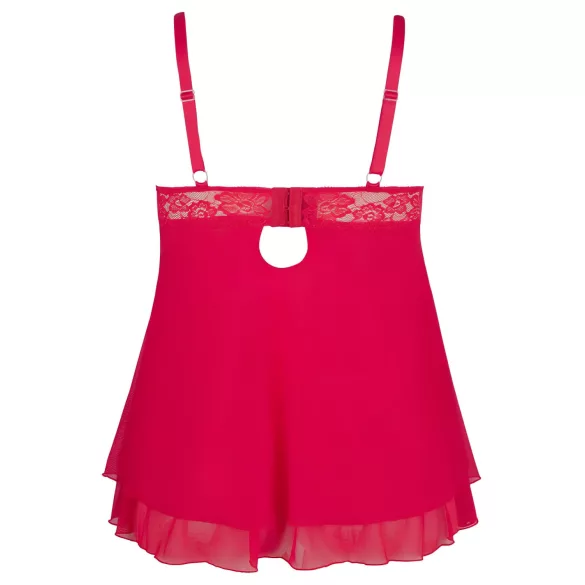 Cottelli Plus Size - babydoll με δαντέλα - κόκκινο - μεγάλα μεγέθη - 2XL