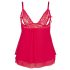 Cottelli Plus Size - αέρινο δαντελένιο babydoll (κόκκινο) - 3XL