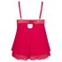 Cottelli Plus Size - αέρινο δαντελένιο babydoll (κόκκινο) - 3XL