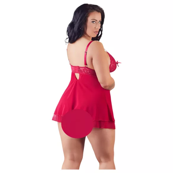Cottelli Plus Size - babydoll με δαντέλα - κόκκινο - μεγάλα μεγέθη - 4XL