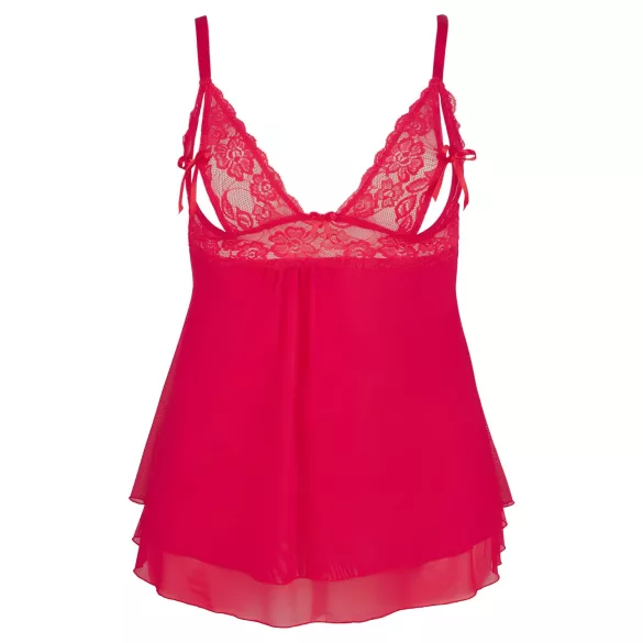 Cottelli Plus Size - babydoll με δαντέλα - κόκκινο - μεγάλα μεγέθη - 4XL