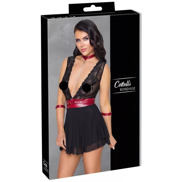 Cottelli Bondage - δαντελένιο babydoll με λαιμόκοψη (μαύρο) - L