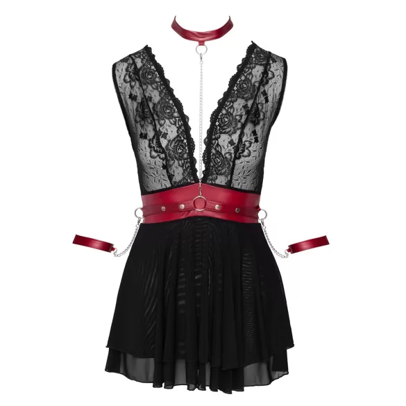 Cottelli Bondage - δαντελένιο babydoll με λαιμόκοψη (μαύρο) - L
