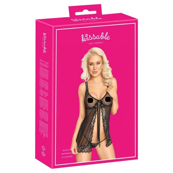 Φιλιά γεμάτα - ανοιχτό babydoll (μαύρο)