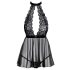 Φιλέκτορ Δαντελένιο Babydoll με Λαιμόδετο (Μαύρο)