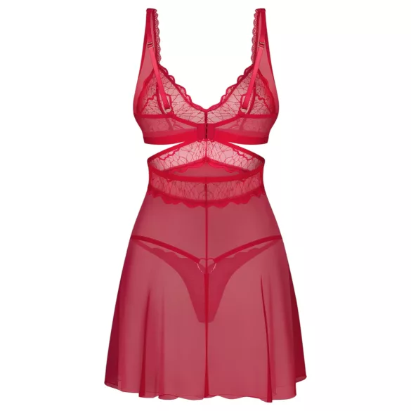 Obsessive Cupide Desir - Babydoll δαντέλα διάφανο σετ - κόκκινο