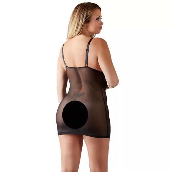 Cottelli - Babydoll plus size - δαντελένιο διάφανο - μαύρο - 2XL