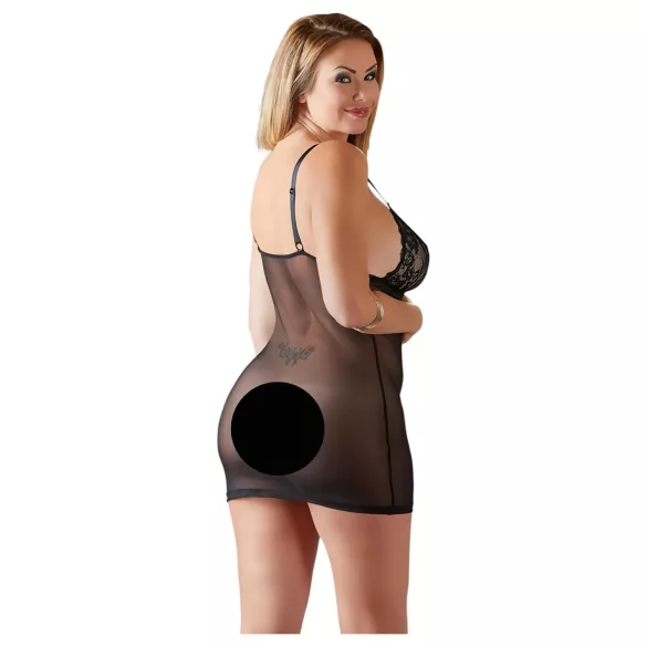 Cottelli - Babydoll plus size - δαντελένιο διάφανο - μαύρο - 4XL