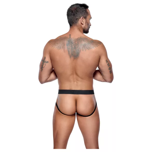 Black Level - ανδρικό jockstrap με φερμουάρ - δερμάτινη υφή μαύρο - M