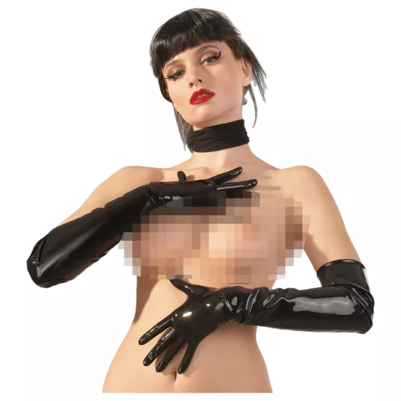 LATEX - γάντια μακριά unisex - λάτεξ - μαύρο - XL