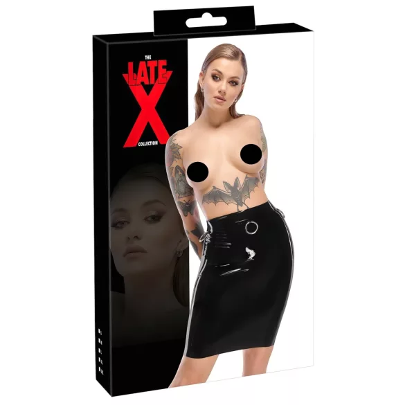 LATEX - λάτεξ midi φούστα (μαύρη) - 2XL