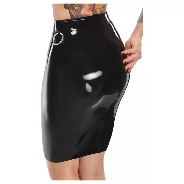 LATEX - λάτεξ midi φούστα (μαύρη) - 2XL
