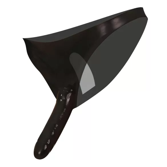 LATEX - γυναικείο εσώρουχο με εξωτερικό και εσωτερικό δονητή - μαύρο S-L