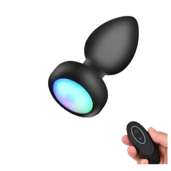 Mrow - δονούμενο πρωκτικό παιχνίδι με φως και τηλεχειριστήριο - μαύρο