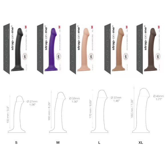 Strap-on-me - διπλό ομοίωμα πέους με δύο στρώσεις - μαύρο