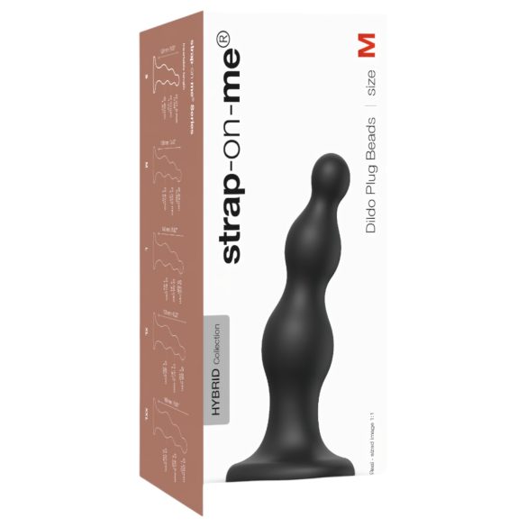 Strap-on-me Beads M - δονούμενη πρωκτική σφήνα με βεντούζα (μαύρο)