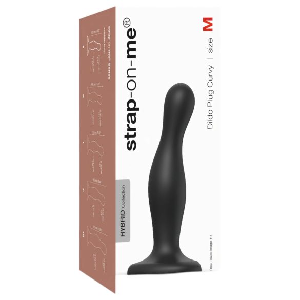 Δονητής Strap-on-me Curvy M - κυματιστός με βεντούζα (μαύρος)