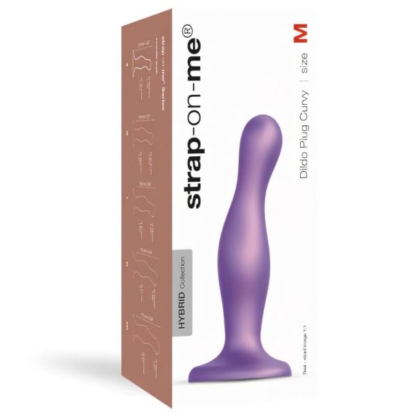 Strap-on-me Curvy M - κυματοειδής, με βεντούζα ομοίωμα (μωβ)