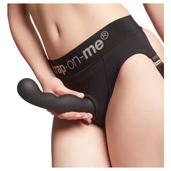 Strap-on-me - δονητής με βεντούζα, καμπυλωτός, L - μαύρο