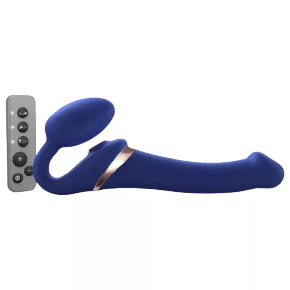 Strap-on-me - strap-on δονητής με κύματα αέρα - μπλε - μέγεθος M